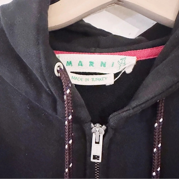 Marni Dance Bunny Black Embroidered Patch Cotton Hoodie Long Sleeve Oversized - Picture 7 of 14